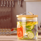 Glass Drink Jar with Wooden Stand and Tap Beverage Dispenser for Home